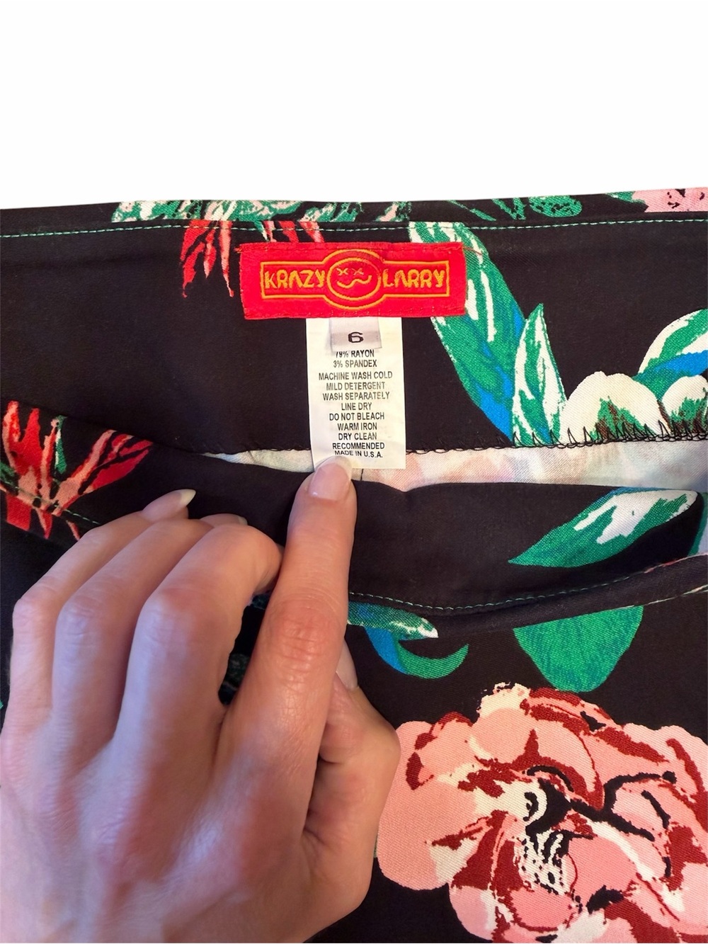 Krazy Larry Floral Pull On Ankle Pant Size 6 - Picture 5 of 6